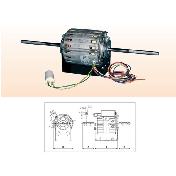 Motor 120W - 4 Poles - 3 Speed for fan coils